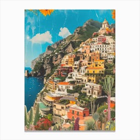 Amalfi Italy   Retro Collage Style 2 Canvas Print