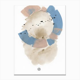 Murmuration 2 - minimal abstract birds flock beige blue Canvas Print