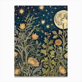 Moon And Flowers Style William Morris 2 Canvas Print