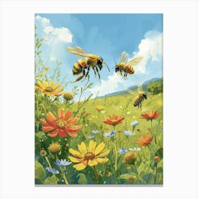 Carpenter Bee Storybook Illustration 23 Canvas Print