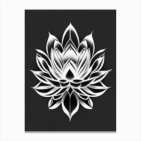 Lotus Flower Pattern Black And White Geometric 5 Canvas Print