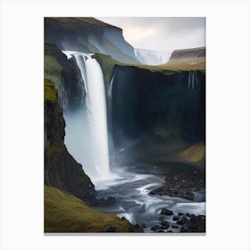 Langisjór Waterfall, Iceland Realistic Photograph (3) Canvas Print