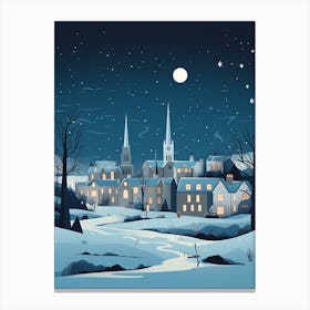 Winter Travel Night Illustration St Andrews United Kingdom 1 Canvas Print