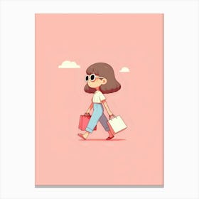 Girl With Shopping Bags 1 Canvas Print