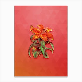 Vintage Thunberg's Orange Lily Botanical Art on Fiery Red n.1218 Canvas Print