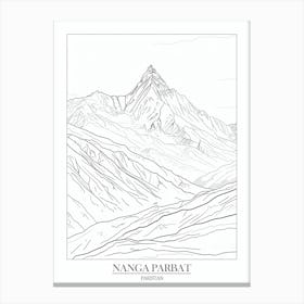 Nanga Parbat Pakistan In Line Drawing 3 Poster Canvas Print