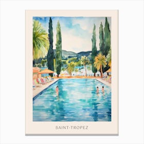 Swimming In Saint Tropez France 2 Watercolour Poster Canvas Print