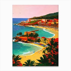 Cala Estreta Beach, Costa Brava, Spain Hockney Style Canvas Print