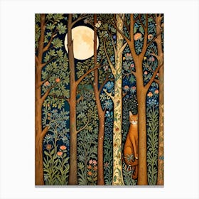 William Morris Cat In The Forest Canvas Print