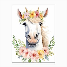 Baby Unicorn Flower Crown Bowties Woodland Animal Nursery Decor (11) Canvas Print