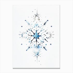 Symmetry, Snowflakes, Minimalist Watercolour 3 Canvas Print