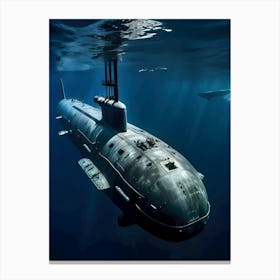 Submarine In The Ocean-Reimagined 36 Canvas Print