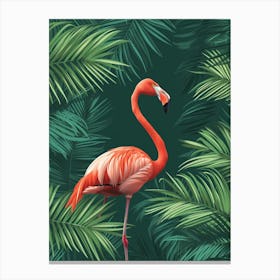 Greater Flamingo Nassau Bahamas Tropical Illustration 5 Canvas Print