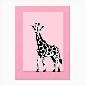 Playful Giraffe On Solid pink Background, modern animal art, baby giraff 1 Canvas Print