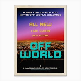 The Off-world colonies Ad — Vintage retro space poster, retrofuturism poster, retro space, propaganda poster Canvas Print