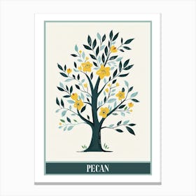 Pecan Tree Flat Illustration 6 Poster Canvas Print