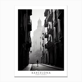 Poster Of Barcelona, Black And White Analogue Photograph 3 Canvas Print