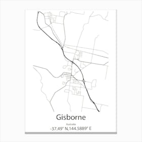 Gisborne,Australia Minimalist Map Canvas Print