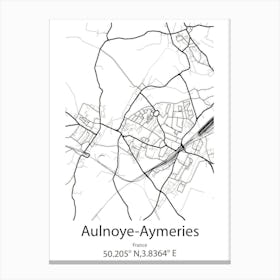 Aulnoye Aymeries,France Minimalist Map Canvas Print