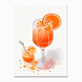 Aperol With Ice And Orange Watercolor Vertical Composition 8 Canvas Print