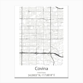 Covina,United States Minimalist Map 1 Canvas Print