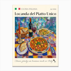 La Locanda Del Piatto Unico Trattoria Italian Poster Food Kitchen Canvas Print