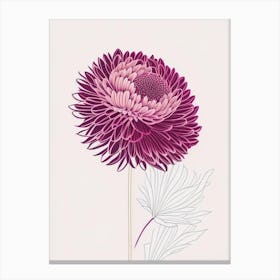 Chrysanthemum Floral Minimal Line Drawing 3 Flower Canvas Print