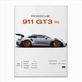 Porsche 911 Gt3 Rs Car Canvas Print