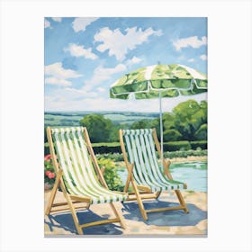 Sun Lounger By The Pool In French Countryside 1 Canvas Print