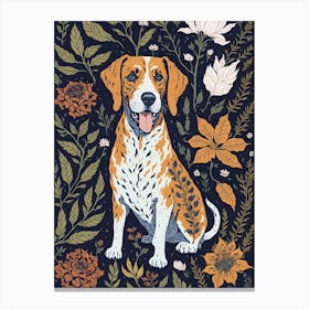 Floral Dog Portrait Boho Minimalism (42) Canvas Print