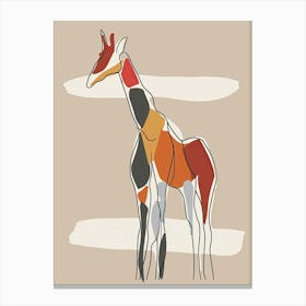 Giraffe - Boho, Line Art 13 Canvas Print