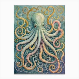 Abstract Rainbow Octopus Canvas Print