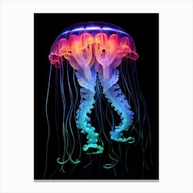 Upside Down Jellyfish Neon Illustration 2 Canvas Print
