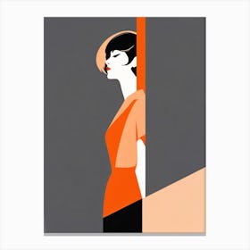 Modernist Woman in Orange Dress Canvas Print