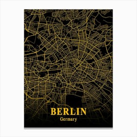 Berlin Gold City Map 1 Canvas Print