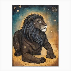 Astral Card Zodiac Leo Old Paper Painting (18) Canvas Print