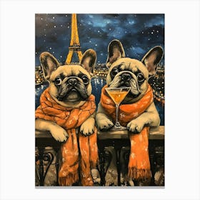 Whimsical Frenchies At The Bar 24 Canvas Print