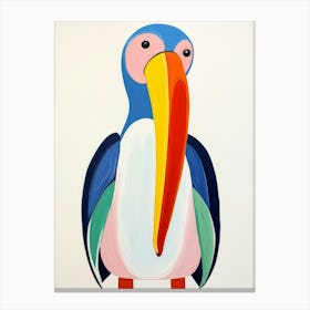 Colourful Kids Animal Art Pelican 4 Canvas Print