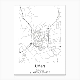 Uden,Netherlands Minimalist Map Canvas Print