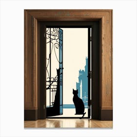 Cat At The Door Canvas Print