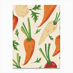 Root Vegetables Pattern Illustration 3 Canvas Print