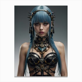 Blue Haired Steampunk-Sovereign Canvas Print