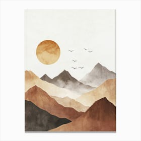 Watercolour Hills Brown Beige 2 Leinwandbild