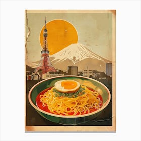 Ramen Mount Fuji Mid Century Modern Canvas Print