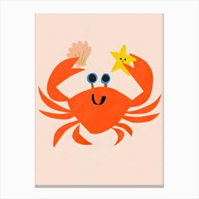 Cartoon Crab With Star Canvas Print