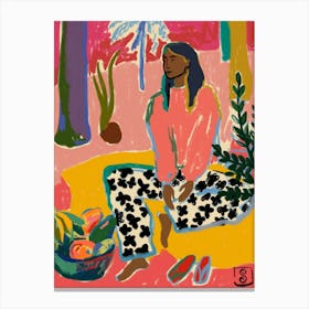 Woman With Fruit Canvas Print