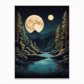 Full Moon In The Forest 3 Canvas Print