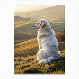 Golden Retriever Dog In The Countryside. Generated AI. Art Print Canvas Print