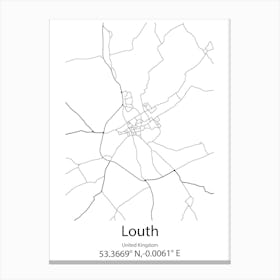 Louth,United Kingdom Minimalist Map Canvas Print