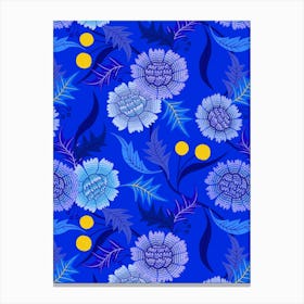 Dahlia Days - Blue Canvas Print